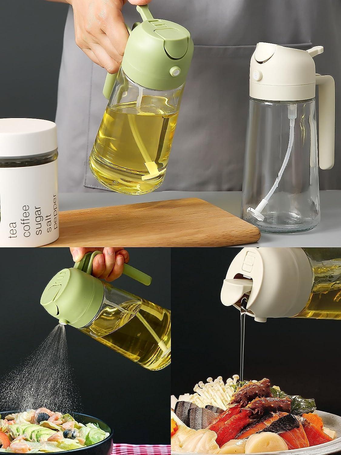 Oil Sprayer and Dispenser Bottle, 500ml Capacity, 2-in-1 Design