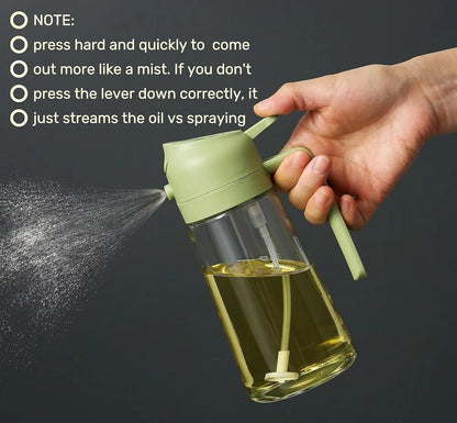 Oil Sprayer and Dispenser Bottle, 500ml Capacity, 2-in-1 Design