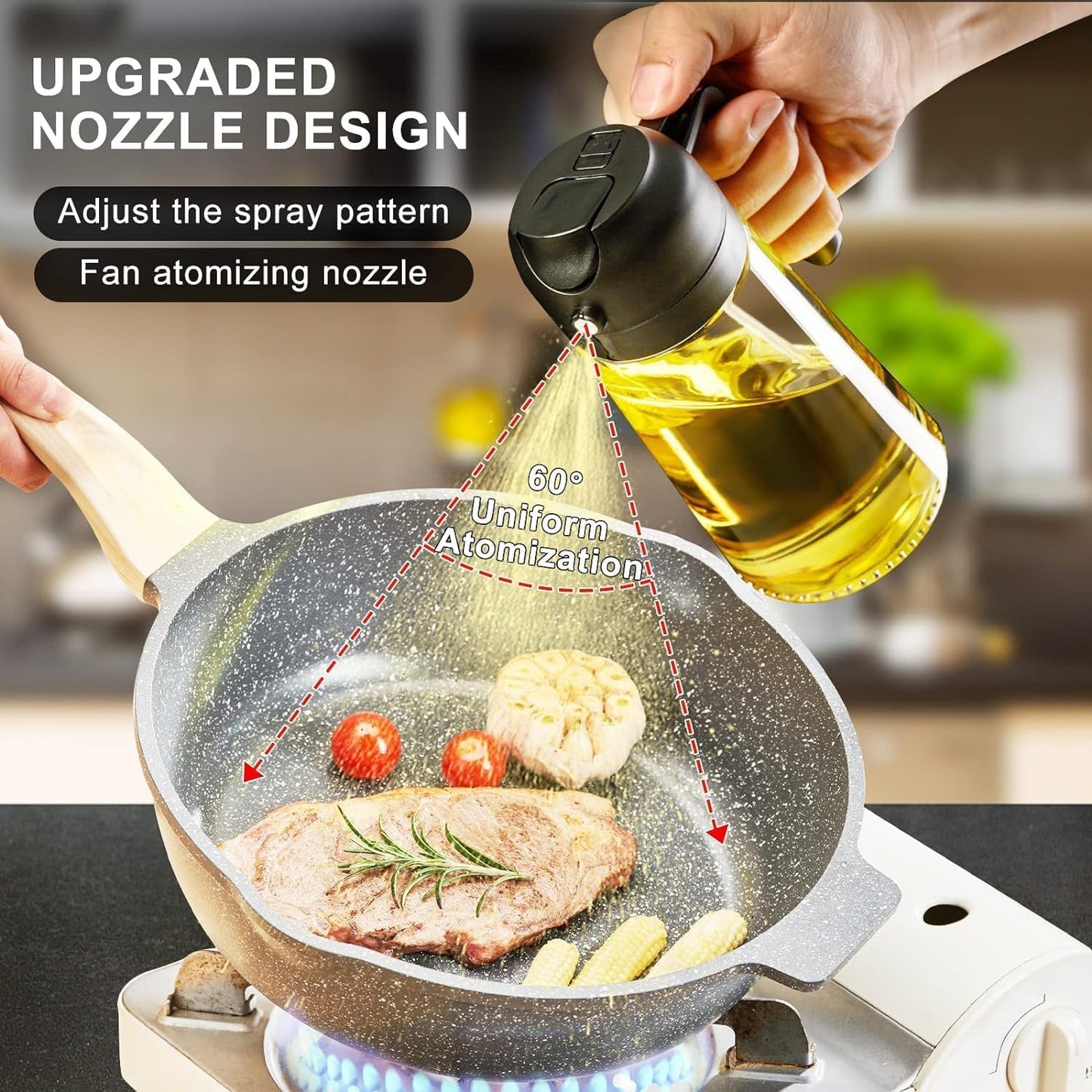Oil Sprayer and Dispenser Bottle, 500ml Capacity, 2-in-1 Design