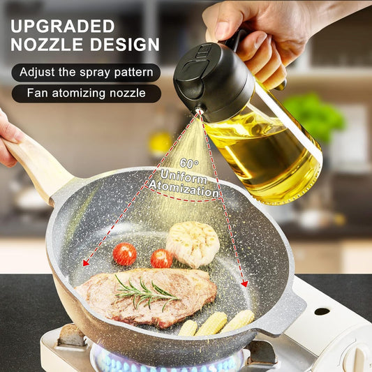 Oil Sprayer and Dispenser Bottle, 500ml Capacity, 2-in-1 Design